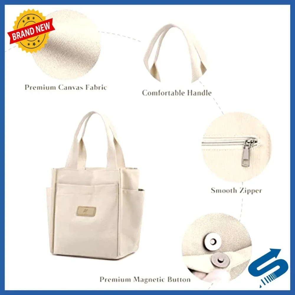 Canvas Tote Bag Casual Shoulder Handbag Vintage Minimal Chic Large Capacity